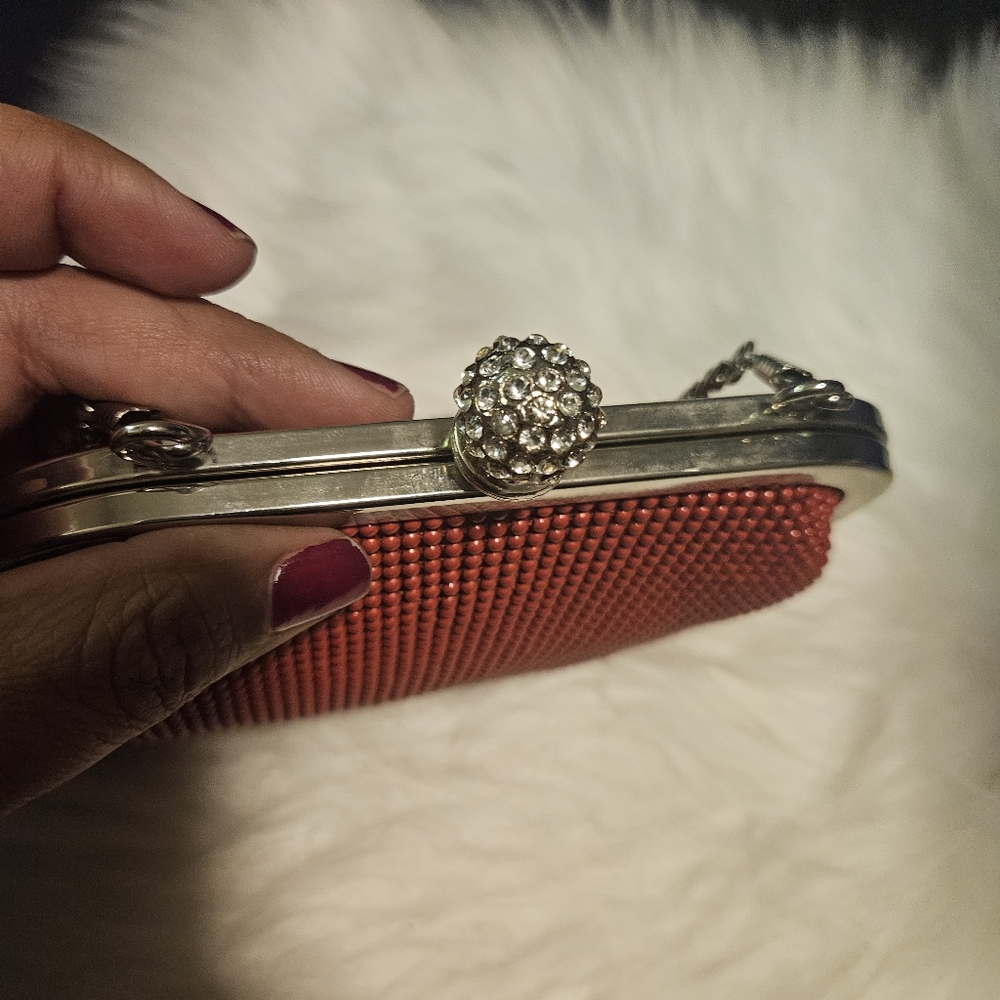 Vintage Beaded Clutch with Silver Chain